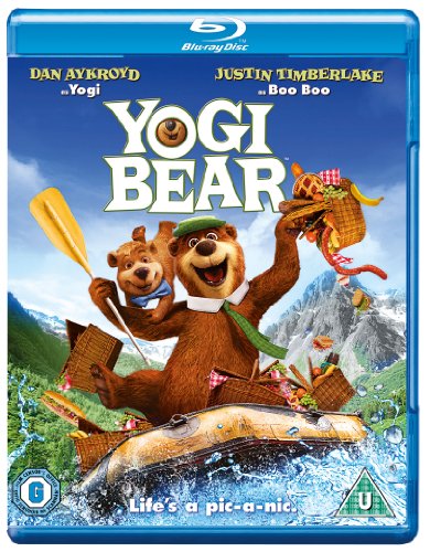 Blu-ray cover for “Yogi Bear” featuring Yogi and Boo Boo in a boat.