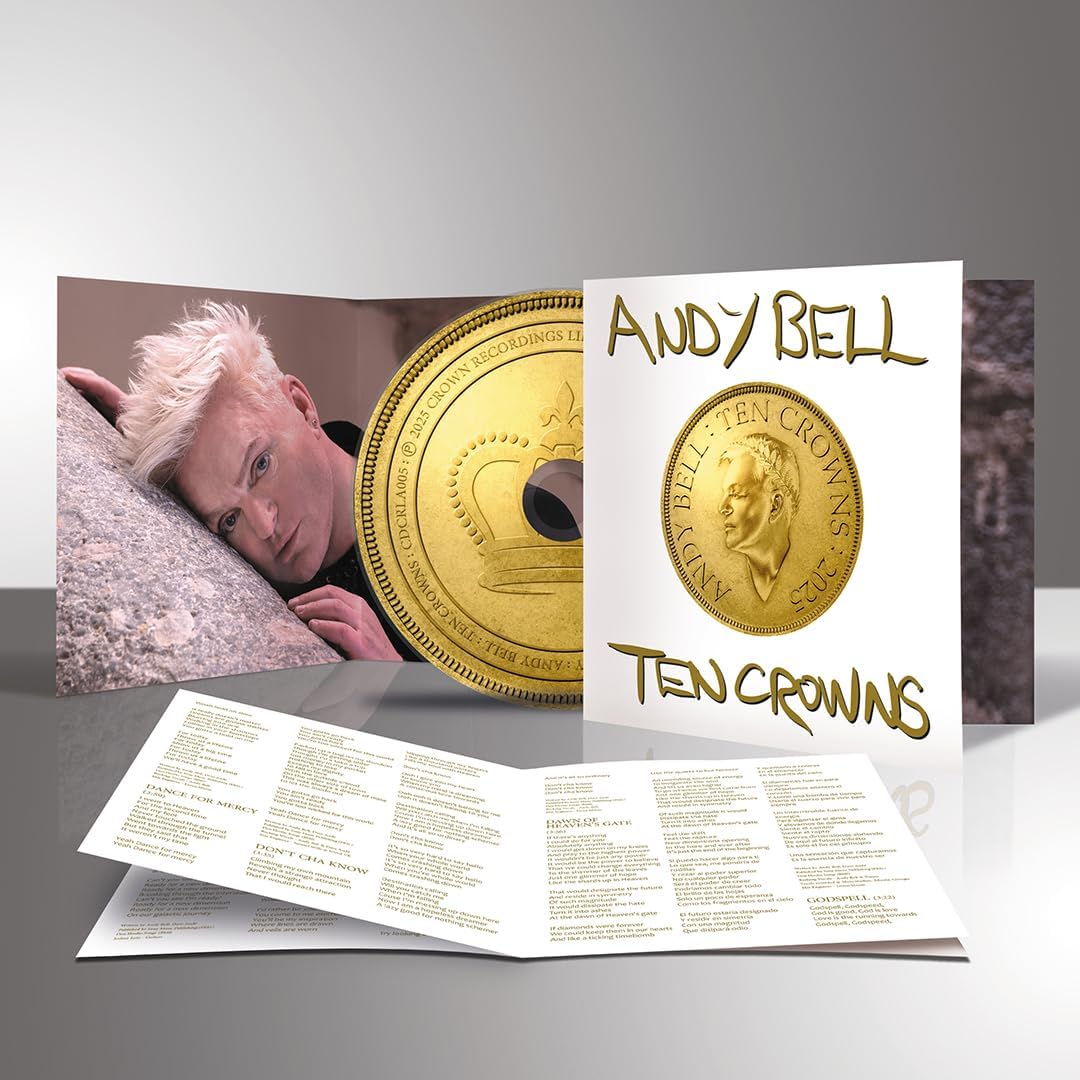 CD cover for Andy Bell’s “Ten Crowns” featuring a coin illustration.