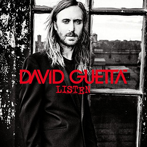 David Guetta album cover, "Listen," featuring a portrait of the artist.