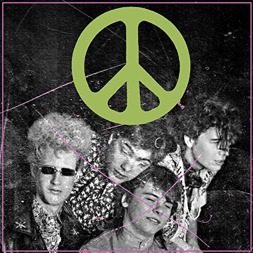 CD cover: The Flaming Lips band photo with a green peace sign.
