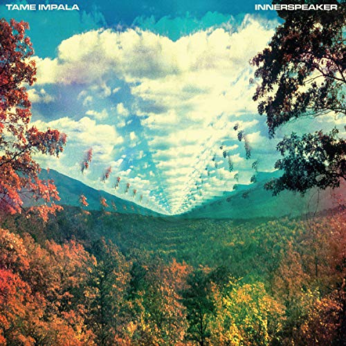 Album cover: mountains and trees with a swirling, psychedelic sky.