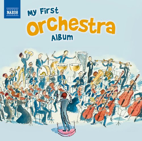 Album cover depicting a colorful, illustrated orchestra performing music.