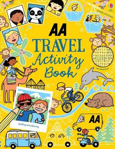 Bright yellow activity book cover with diverse children and animals.