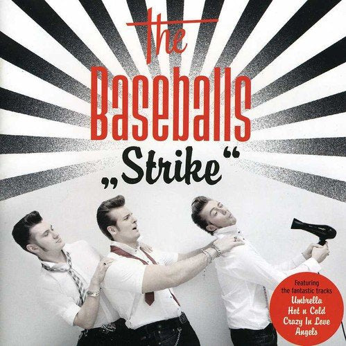CD cover for "The Baseballs - Strike" featuring three men in suits.