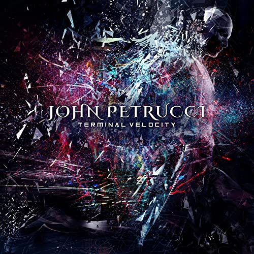 Album cover for John Petrucci’s “Terminal Velocity” with shattered glass effect.