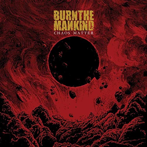 Red album cover with dark central sphere and textured, swirling landscape.