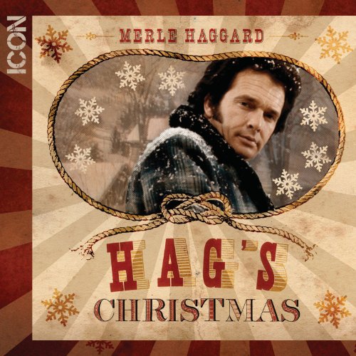 Merle Haggard portrait on a CD cover with snowflakes and rope details.