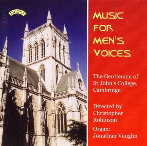 CD cover: church tower, red background, text "Music For Men's Voices".