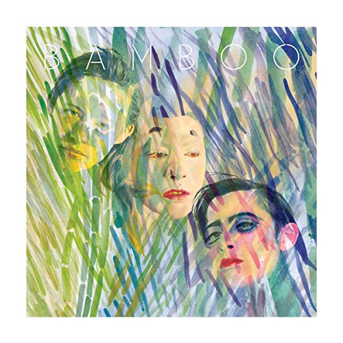 CD cover with painted portraits obscured by vertical green and blue lines.