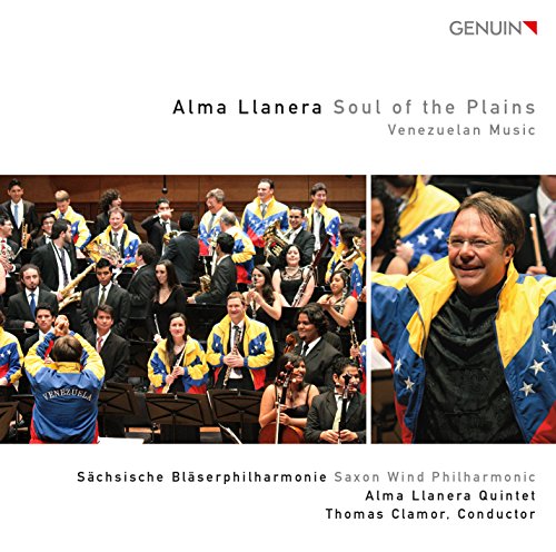 CD cover featuring orchestral musicians and a man with a Venezuelan flag.