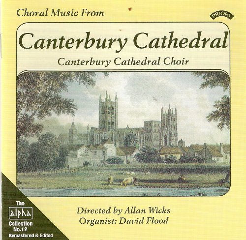 CD cover: Canterbury Cathedral painting with choral music details.