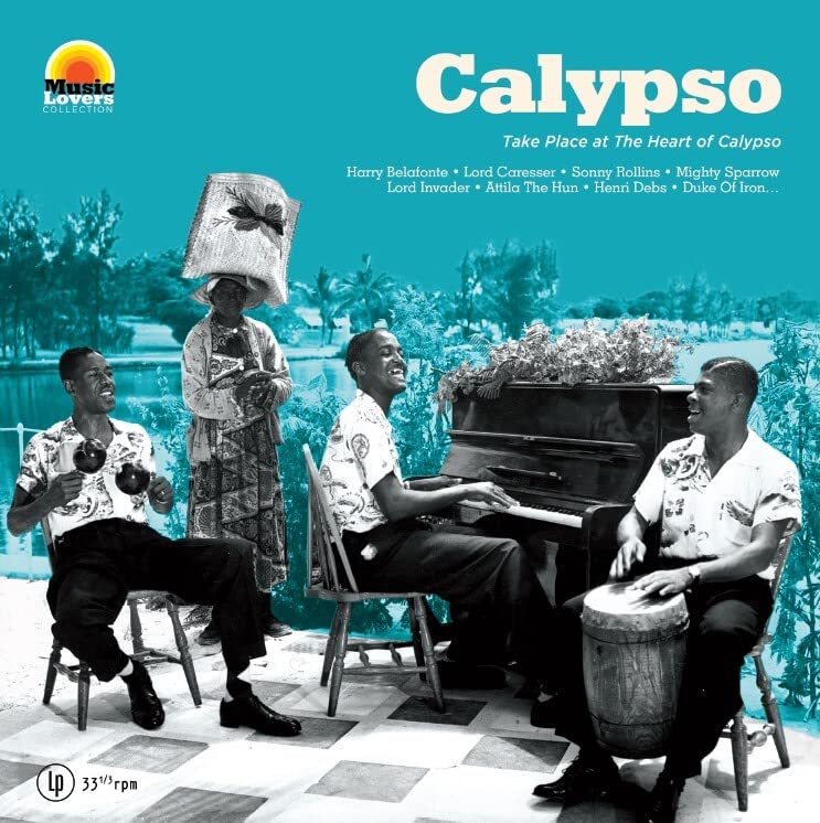 Vinyl record cover for “Calypso” featuring musicians with instruments.