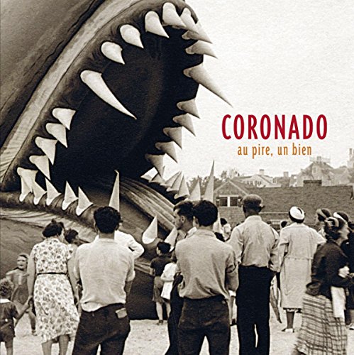 CD cover: Giant shark mouth looms over a crowd of people.