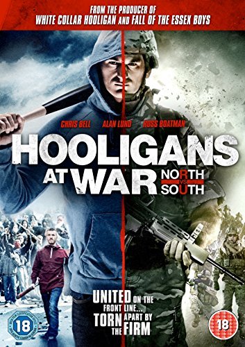DVD cover for "Hooligans At War" depicting conflict and opposing sides.