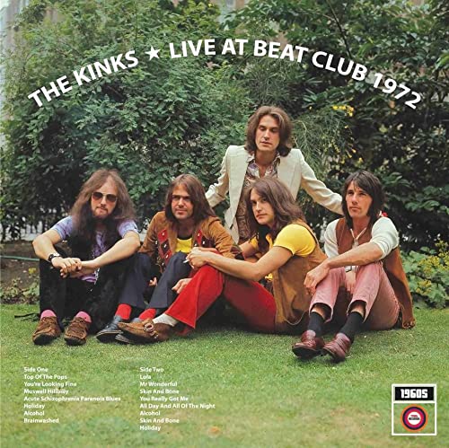 The Kinks' "Live At Beat Club 1972" vinyl album cover with band photo.