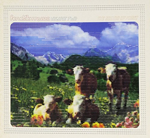 CD cover with pixelated image of cows in a green mountain landscape.