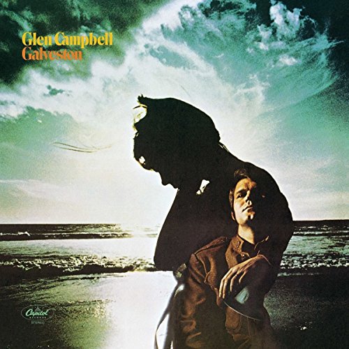 Glen Campbell's "Galveston" vinyl album cover with a silhouetted figure.
