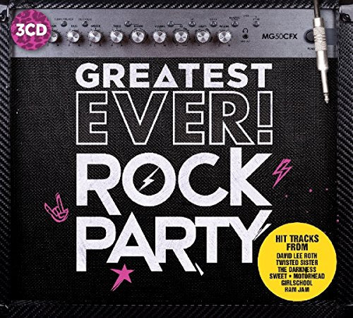 CD case with "Greatest Ever Rock Party" text over an amplifier image.
