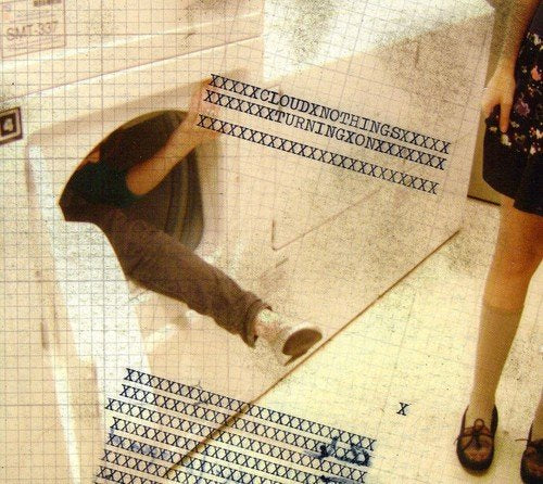 CD cover with abstract image of legs and repeated text patterns.