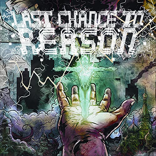 CD cover: glowing figure held by a hand, stormy background.