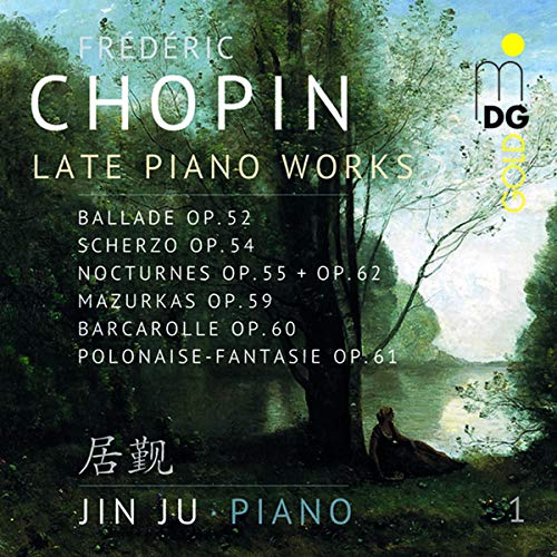 CD cover for Chopin’s Late Piano Works performed by Jin Ju, with landscape.
