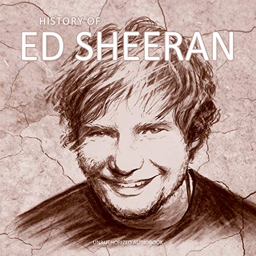 Sketch of Ed Sheeran, audiobook cover with cracked texture background.