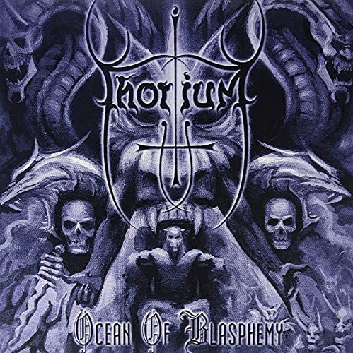 Album cover featuring a dark, blue-toned illustration of skulls, demons, and the band logo.