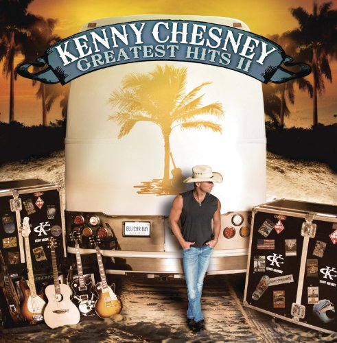 Kenny Chesney “Greatest Hits II” CD cover with artist, guitars, and palm trees.