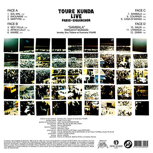 Vinyl record back cover featuring a collage of black and white photos.