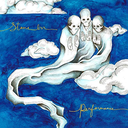 Blue album cover with three ghostly figures among white clouds.