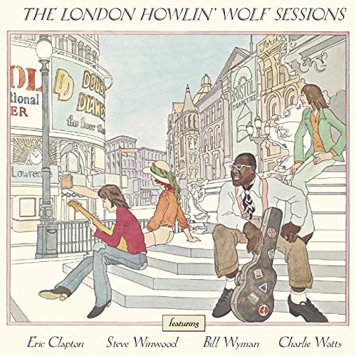 Album cover for “The London Howlin’ Wolf Sessions” featuring musicians in a city scene.