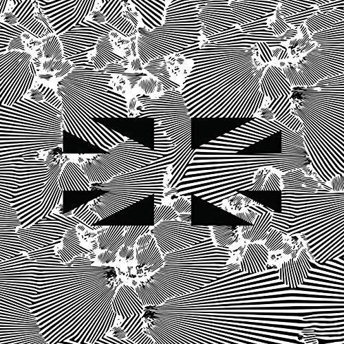 Black and white abstract album cover with layered lines and shapes.