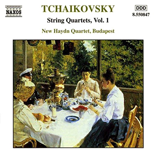 CD cover: painting of people having tea outdoors, Tchaikovsky album.