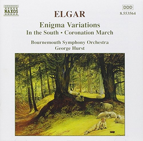 CD cover for Elgar’s “Enigma Variations” featuring a pastoral forest scene.
