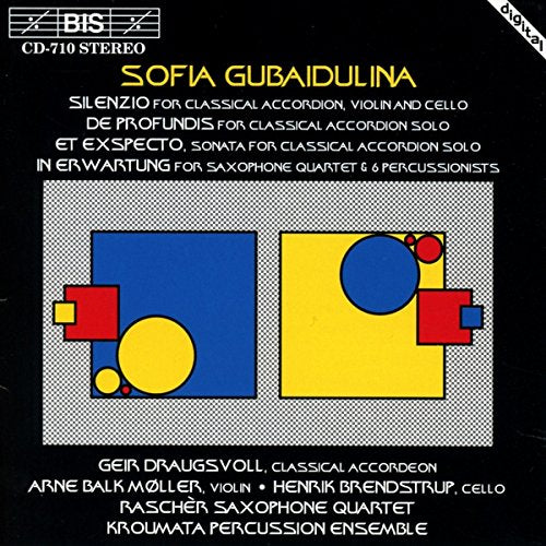 CD cover for Sofia Gubaidulina's classical music, featuring geometric shapes.