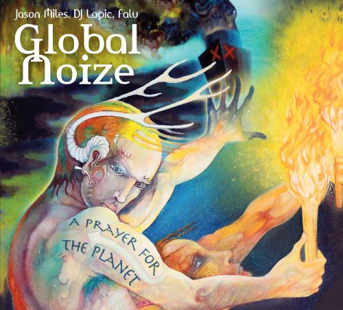 CD cover: painted figure embracing a globe with a fiery background.
