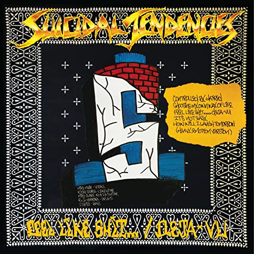 Vinyl record cover featuring stylized text and a cracked white building on black.