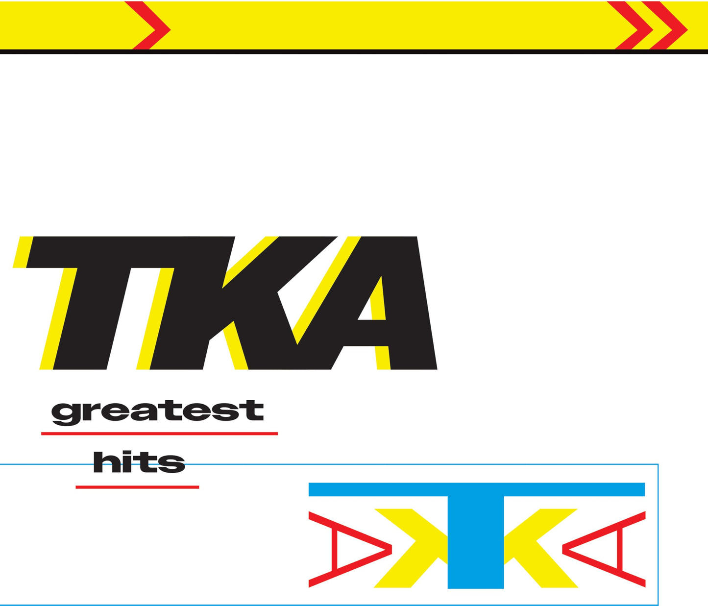 TKA Greatest Hits vinyl album cover with bold text and geometric shapes.