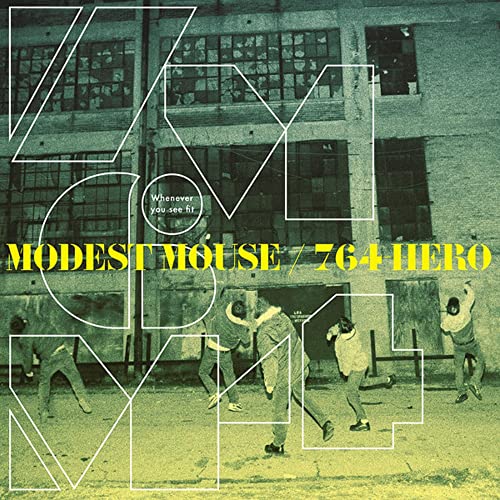 Modest Mouse album cover with figures and bold white geometric lines.