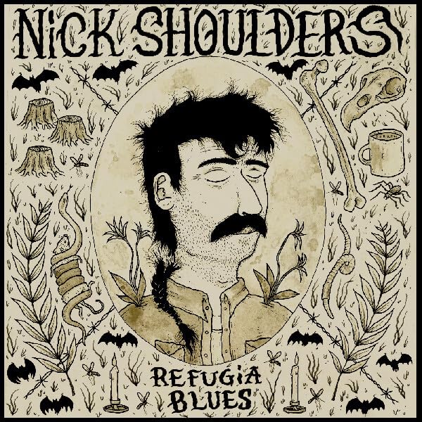 CD cover: sketched portrait of a man with plants and bones.