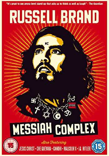DVD cover featuring a stylized illustration of Russell Brand wearing a religious charm necklace.