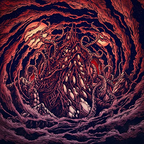 Red and black swirling artwork depicting a monstrous, tentacled entity.
