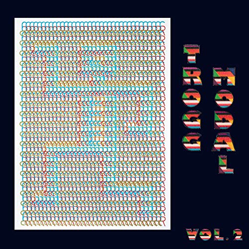Vinyl record cover with colorful, wavy lines and bold text.