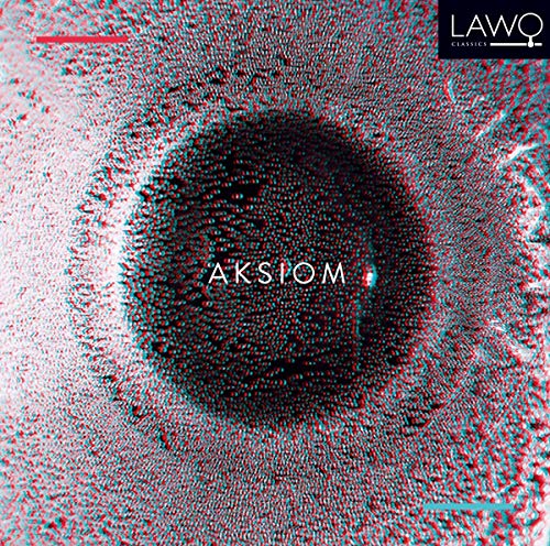 CD cover for “Aksiom” with a distorted, textured black and white design.