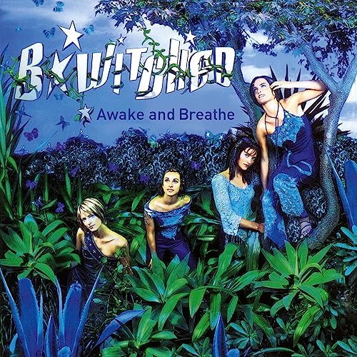 B*witched album cover: four women in blue amidst lush, fantastical foliage.