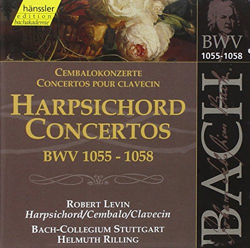 CD cover for Bach harpsichord concertos by Rilling and Levin.
