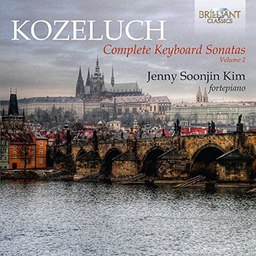 CD cover for Kozeluch keyboard sonatas, featuring a Prague cityscape.