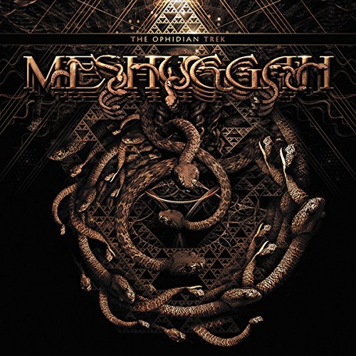 Meshuggah album cover: intricate design of snakes and geometric patterns.