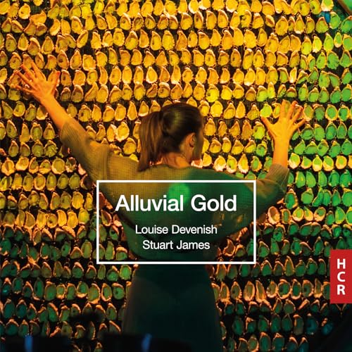 CD cover: woman with arms raised before a gold-toned textured wall.