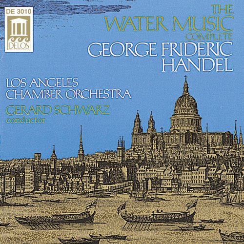 CD cover for Handel’s Water Music, featuring a baroque cityscape.